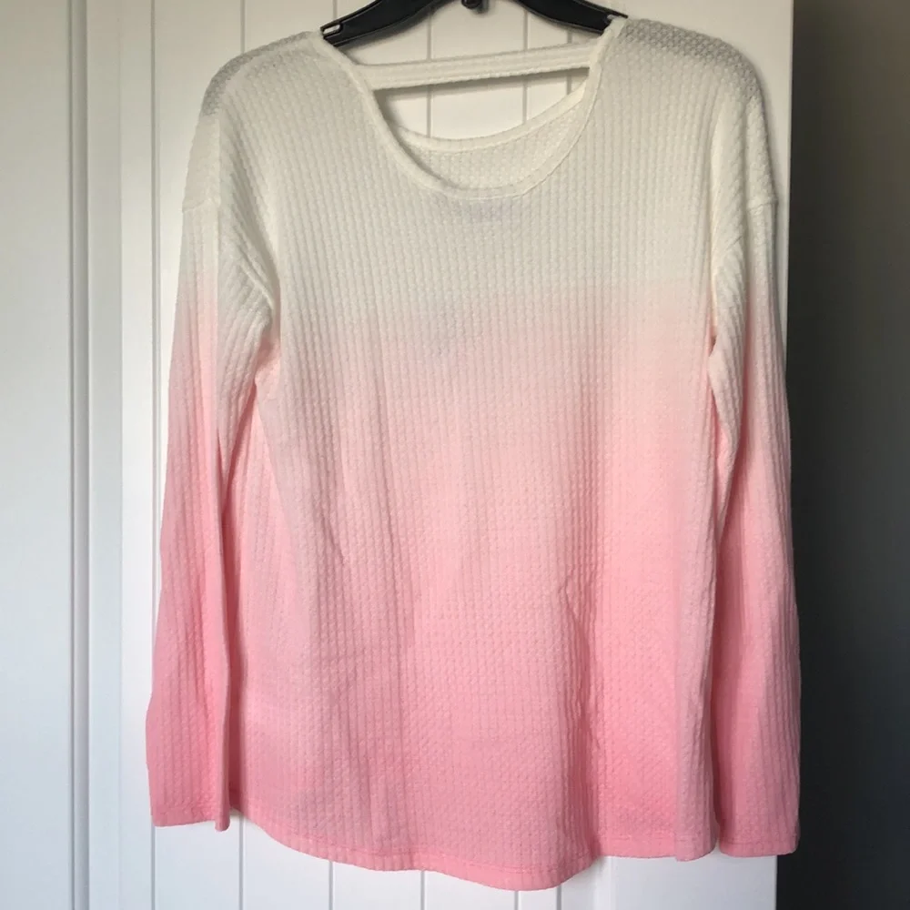 The Children's‎ Place Top Girls Size XXL 16 White Pink Ombre Long Sleeve NWT